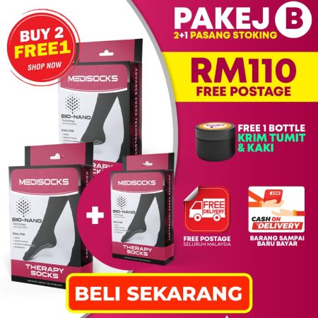 (THERAPY SOCKS) PAKEJ B – 2 Pasang Stokin + Free 1 pasang